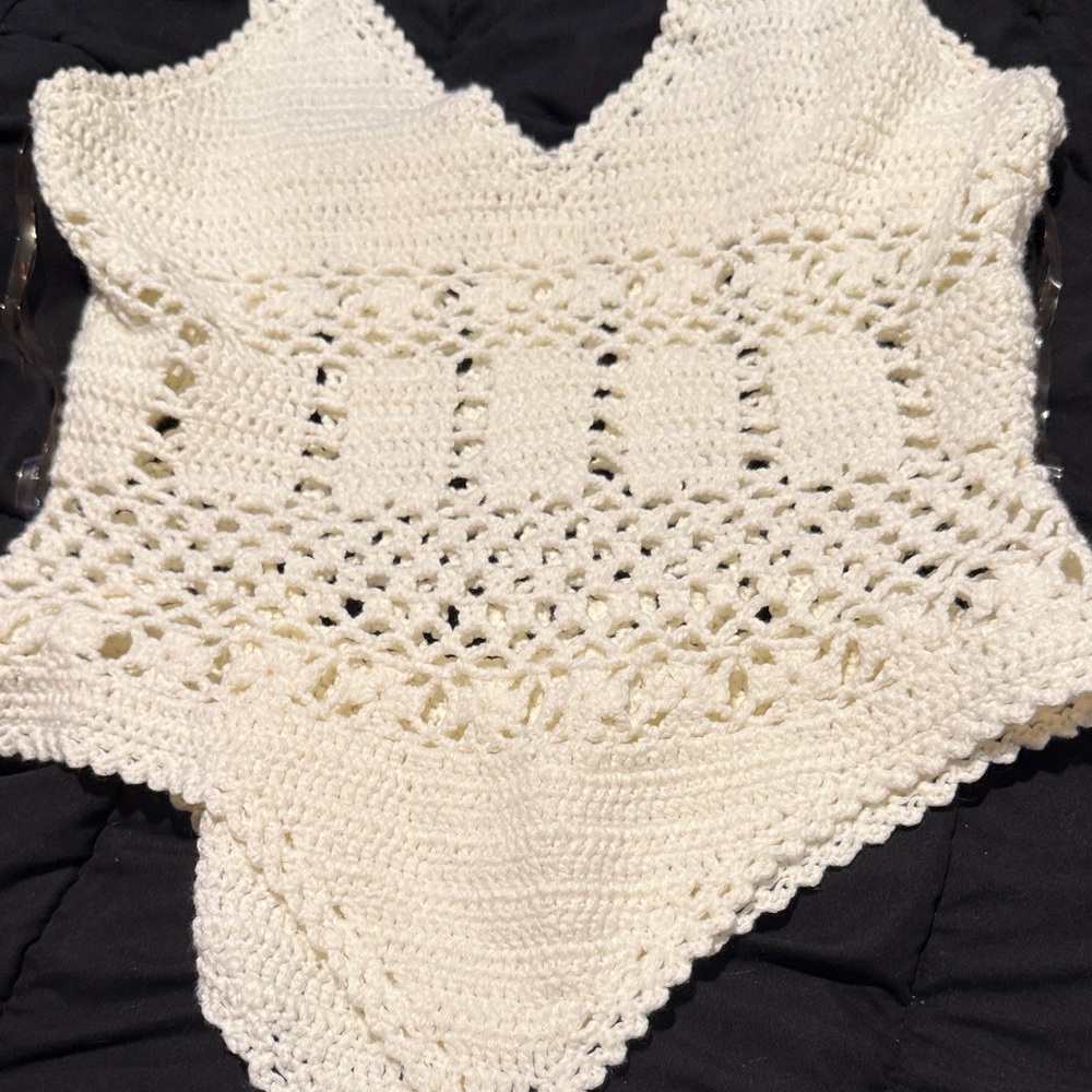 Crochet White/cream colored One-Piece body suit Sz.L - Picture 3 of 15